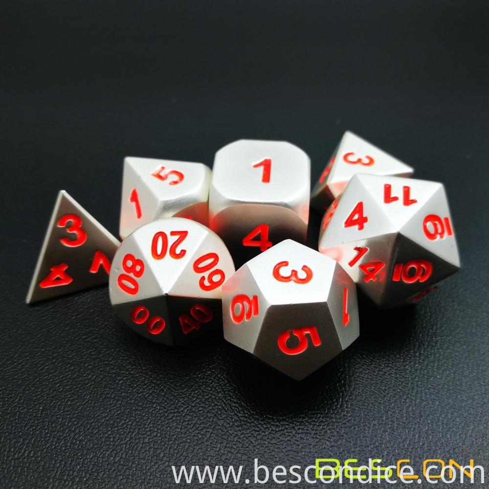 Dnd Dice Set Matt Silver Orange Numbers 2